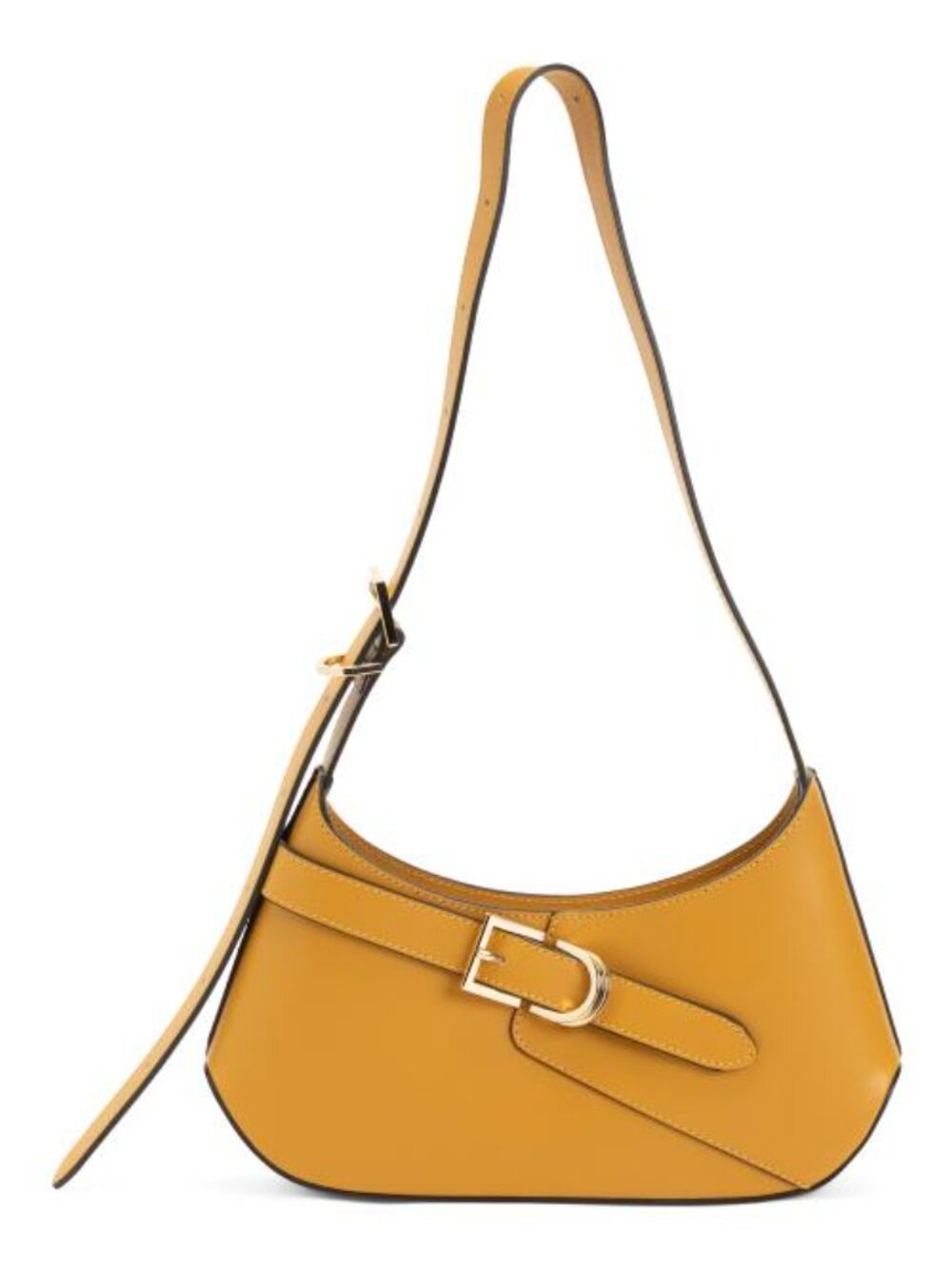 CHEVAL Made In Italy Leather Asymmetrical Buckle Shoulder Bag